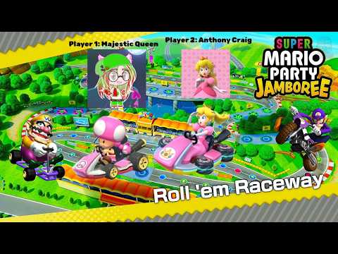 Super Mario Party Jamboree: Toadette VS Peach VS Wario VS Waluigi in Roll 'em Raceway 🏁