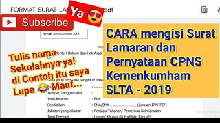 (Tulis Nama Sekolahnya Ya) Contoh surat lamaran dan pernyataan CPNS Kemenkumham 2019 l SLTA / SMA
