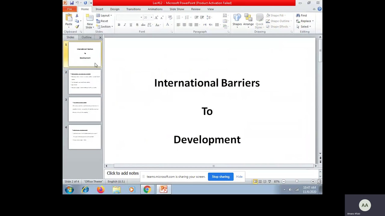 Barriers to development