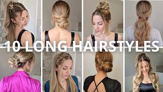 10 coiffure DIY cheveux MI-LONG à LONGS coiffures facile et rapide ( chignon ponytail tresse 2026 )