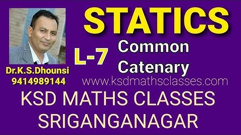 | Common Catenary | Statics | Mechanics| By Dr.K.S.Dhounsi | L-7 |