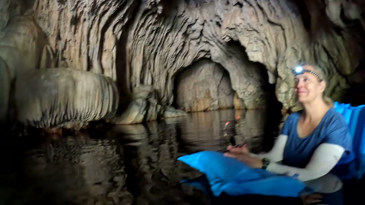 Floating through the Natural Bridge cavern in the Sierras.