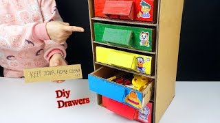 Craft with Cardboard - Diy Drawers from Cardboard - How to Keep Your Room Clean