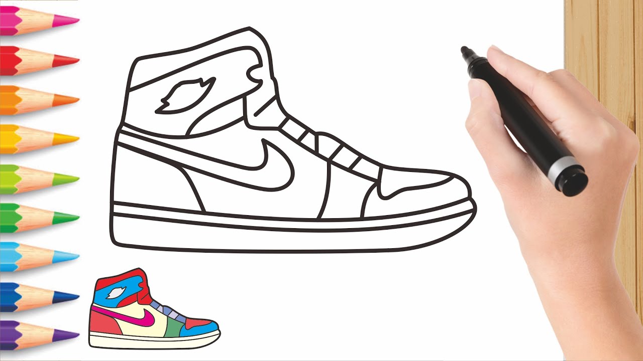 HOW TO DRAW AIR JORDAN NIKE SHOES STEP BY STEP - YouTube