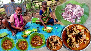 Mutton curry Recipe ||Goat meat cooking & eating village style ||village food