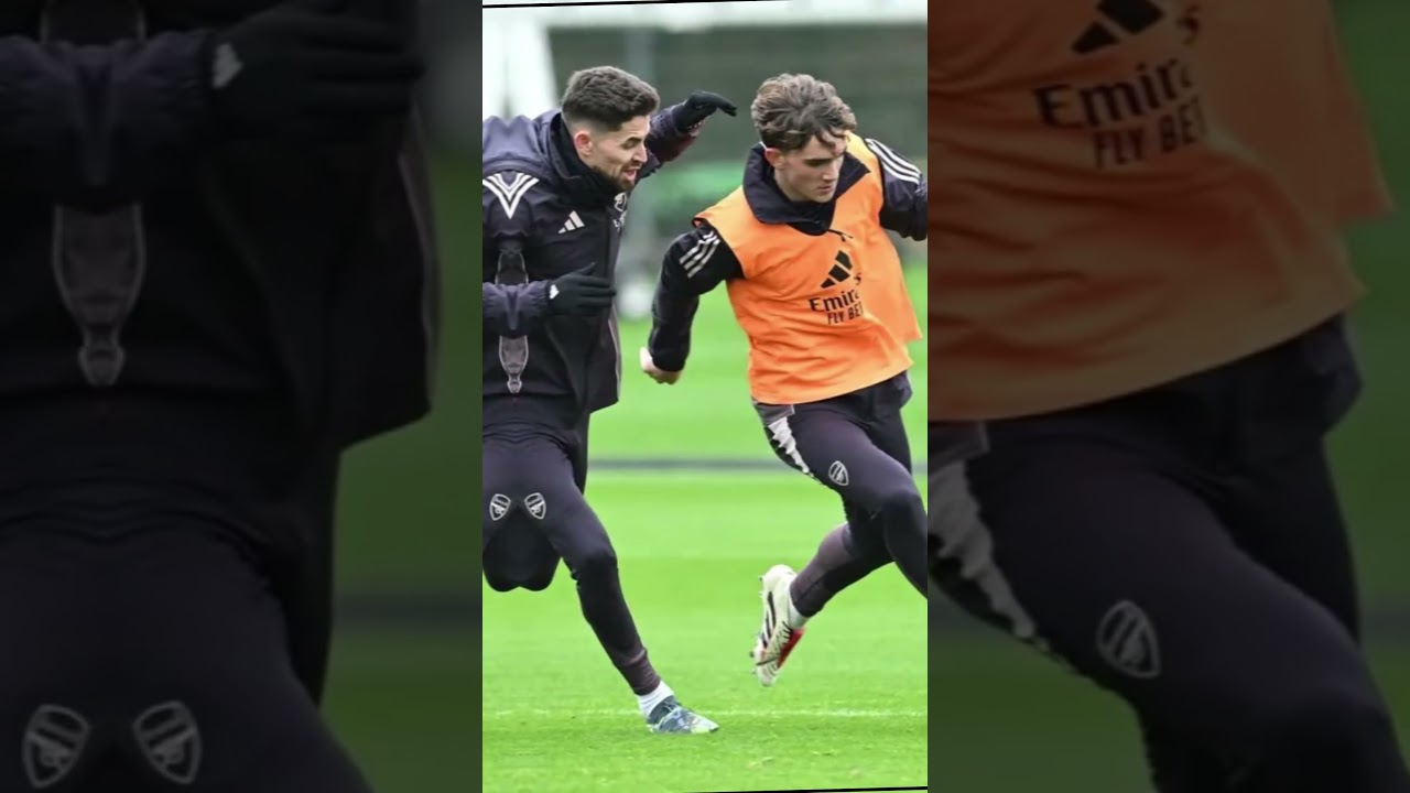 14-year-old Max Dowman in Arsenal first-team training today. 