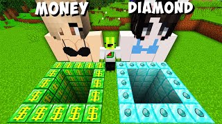 I found the SECRET PIT GIRLS DIAMONDS AGAINST MONEY in Minecraft! WHICH PIT IS BETTER?