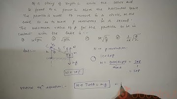 A particle of mass m is attached to one end of a string of length l while the other end is fixed...