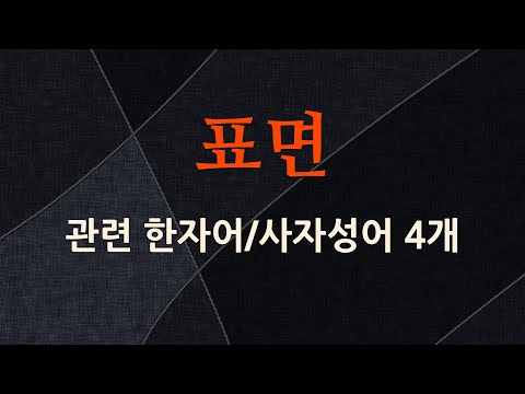 표면에 관한 한자어/사자성어 4개
