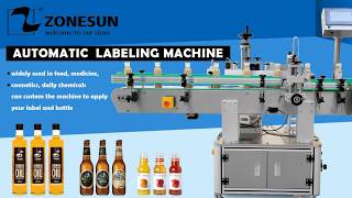 ZONESUN Automatic Fixed Point Round Bottle Label Applicator Labeling Machine