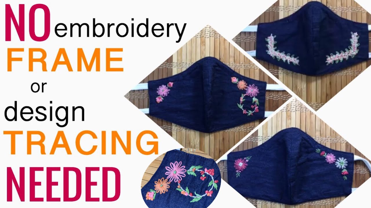 Embroidery Face Mask tutorial & 8 Easy Designs (English subtitles/CC
