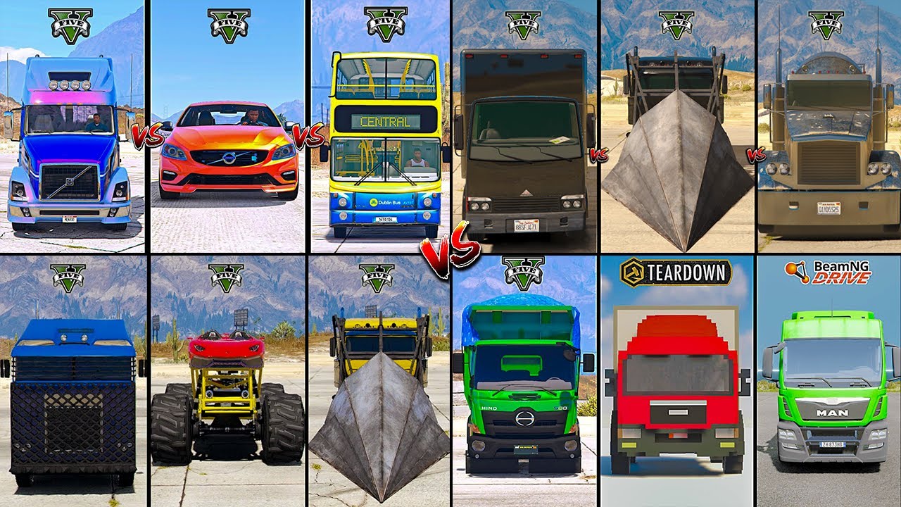 MONSTER TRUCK VS BUS VS VOLVO VS RAMP TRUCK IN TEARDOWN VS BEAMNG - WHICH IS BEST ?
