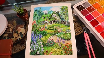 Ghibli Studios With Himi Miya gouache✨🌸🌿Paint with me🎨☘️