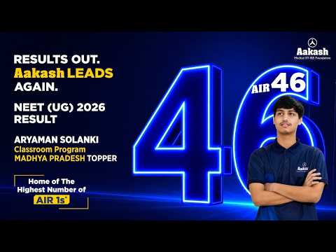 🏆 AIR 46 | Madhya Pradesh Topper | NEET UG 2026 | Aryaman Solanki 🎉