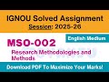 IGNOU MSO 002 Solved Assignment 2025-26 Pdf Download | IGNOU MSO Solved Assignment 2025-26