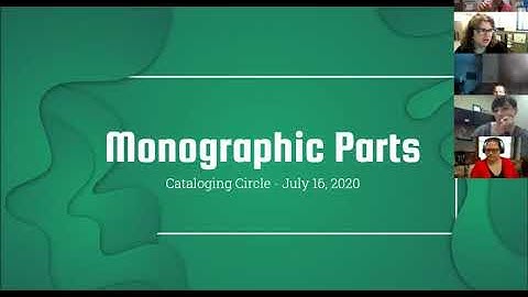 Cataloging Circle - Monographic Parts