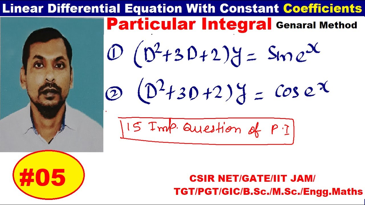 05 Particular Integral In Hindi Solve De D 2 3d 2 Y Sin E X And D 2 3d 2 Y Cos E X Youtube