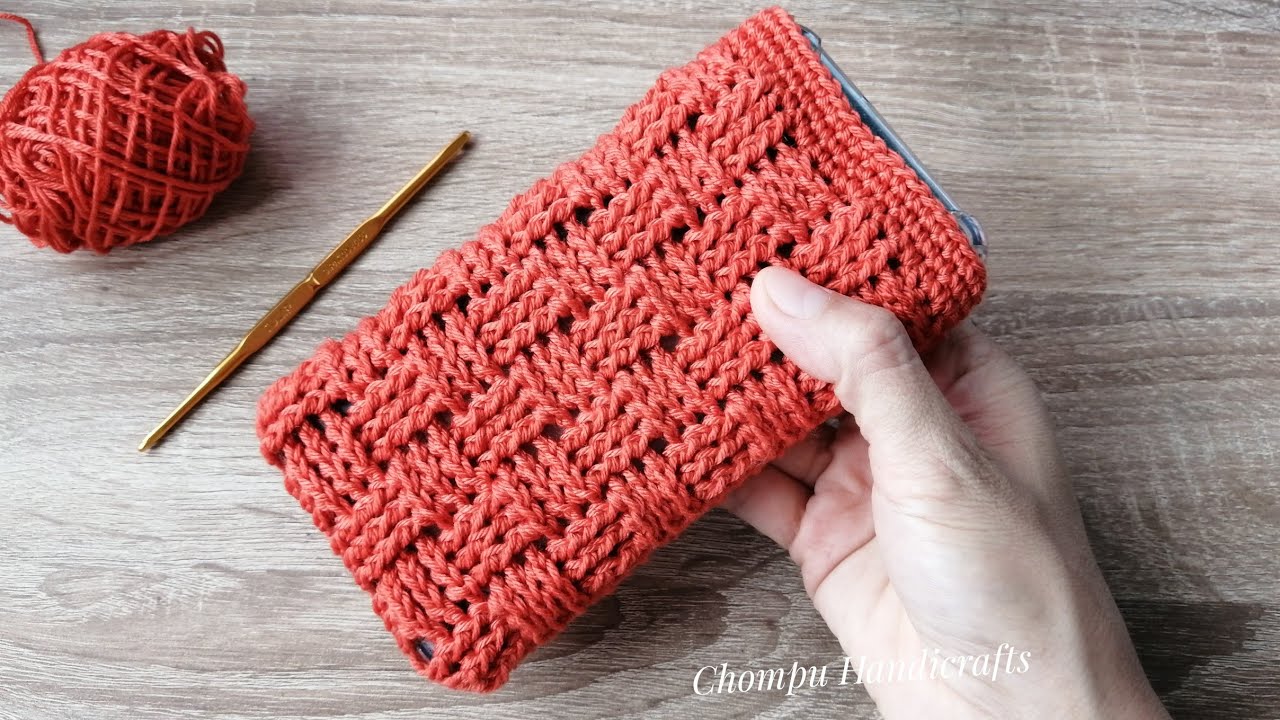 Tutorial crochet phone case - basket weave pattern