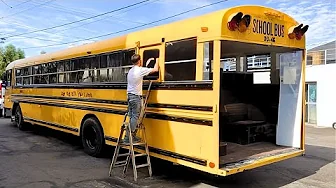 Man Turns SCHOOL BUS Into TINY HOUSE on Wheels | Start to Finish by @Mobile Dwellings