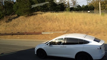 Tesla Model X (mule) on the freeway. Crash avoidance enabled?