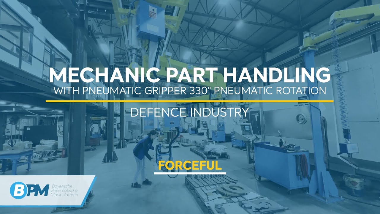 BPM Industrial Manipulators - Mechanic Part Handling with pneumatic gripper 330° pneumatic rotation