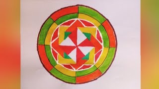 3d / Geometric Rangoli / Pookalam design#music #rangolidesigns #muggulu #kolam 