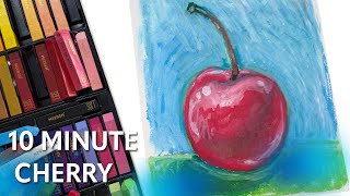 How to Draw a Realistic Cherry in 10 Minutes | Oil Pastel Tutorial