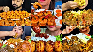 ASMR EATING SPICY EGG CURRY, CHICKEN CURRY, PRAWNS | BEST INDIAN FOOD MUKBANG |Foodie India|