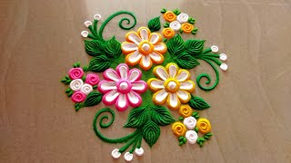 Beautiful flower rangoli design. Attractive flowers design. Rangoli by kalai