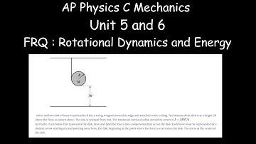 AP Phy C mechanics Rotation FRQ | A thin uniform disk of mass M and radius R has a string wrapped ar