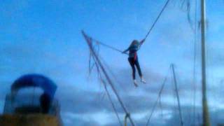 Daenen girls on trampoline in Bozeman