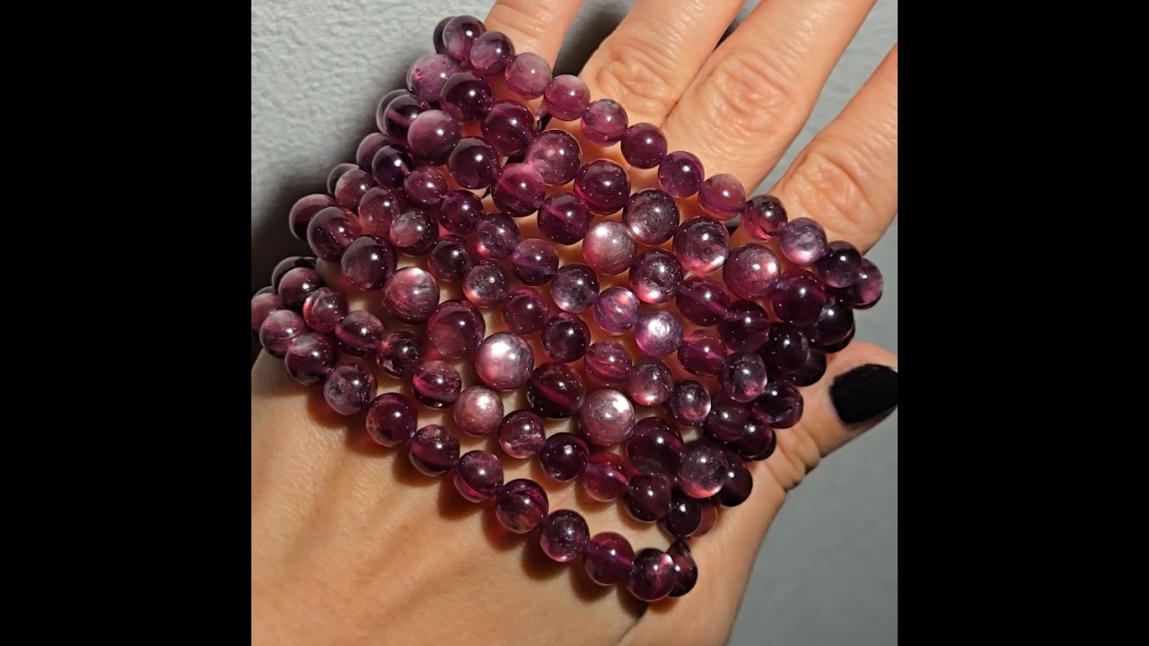 Plum lepidolite 7.3mm bead bracelets - MCA98