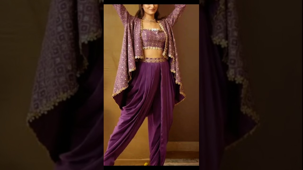 Designer Crop top with cape & dhoti skirt 😍👌 