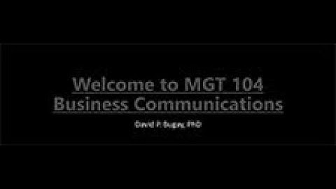 Welcome to Business Communications: BusCom Welcome