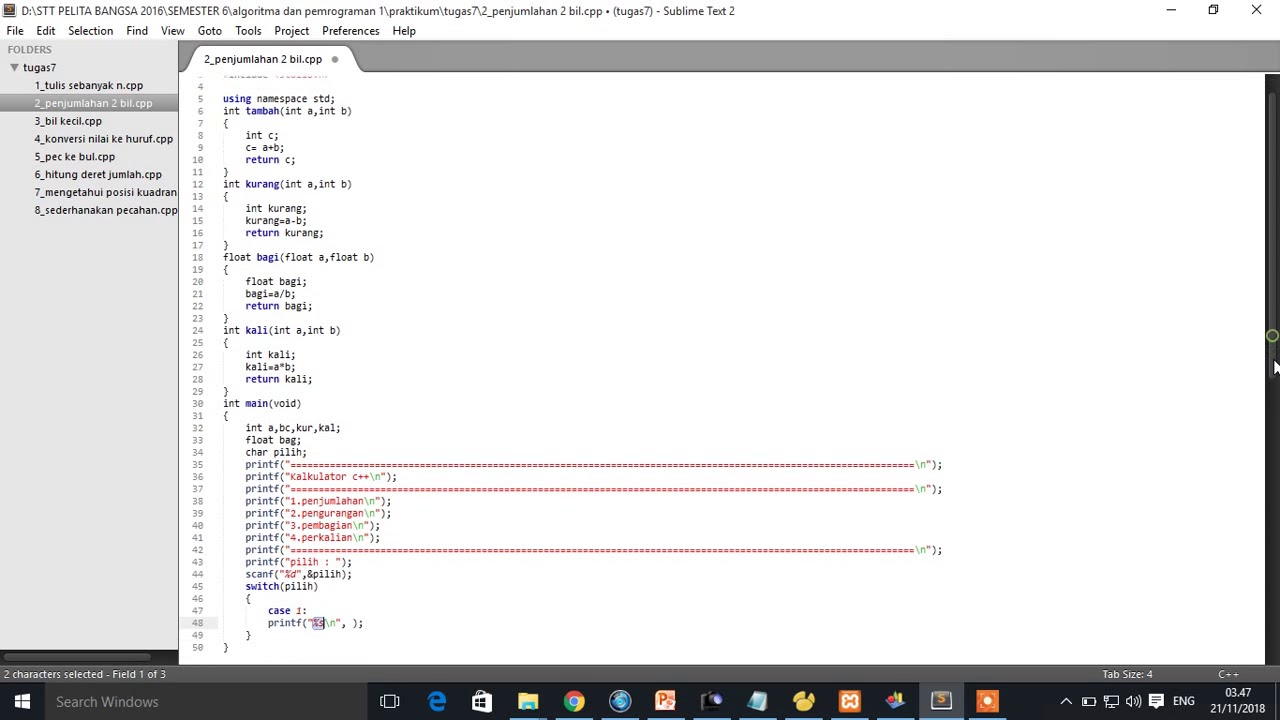 cara #membuat program c++ dengan fungsi : menjumlah kurang bagi dan ...