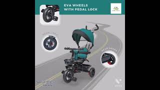 Joovy Tricycoo LX Kid's Tricycle, Push Handle, Adjustable Seat, 8 Stages, Black | Tricycle For Kids