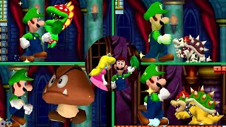 Mega Mushroom Luigi Vs All Bosses  New Super Mario Bros Ds