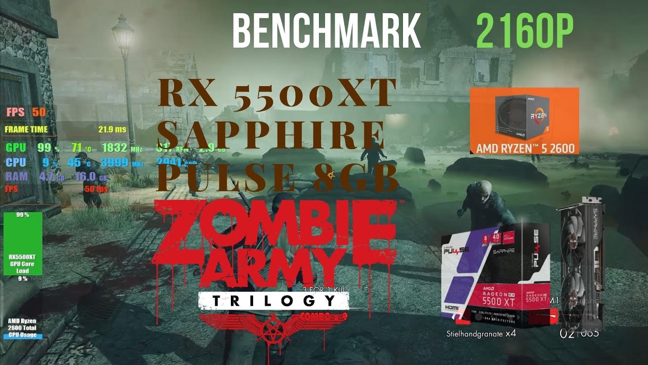 Zombie Army Trilogy RX 5500 XT Sapphire Pulse 8GB Benchmark Ryzen 2600 ...