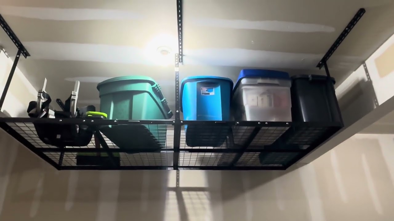 FLEXIMOUNTS 4x8 Overhead Garage Storage Rack Review | Great Idea for Unused Space