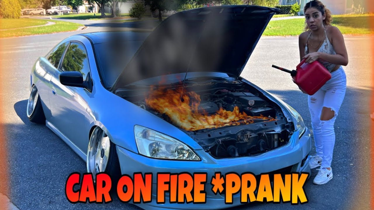 My Stance Car CAUGHT ON FIRE *PRANK*
