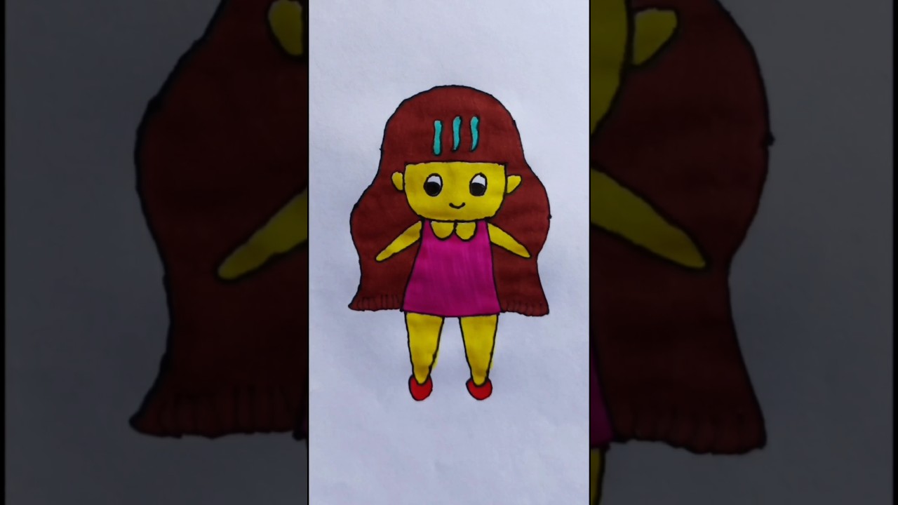 Simple Cute Girl Drawing ✍️🌈 