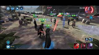 SLKR/DSRey/Hux (L9 DSRey) vs. Baylan/Shin/Marrok/Dash/Qira (buffs on stun): 67 banners