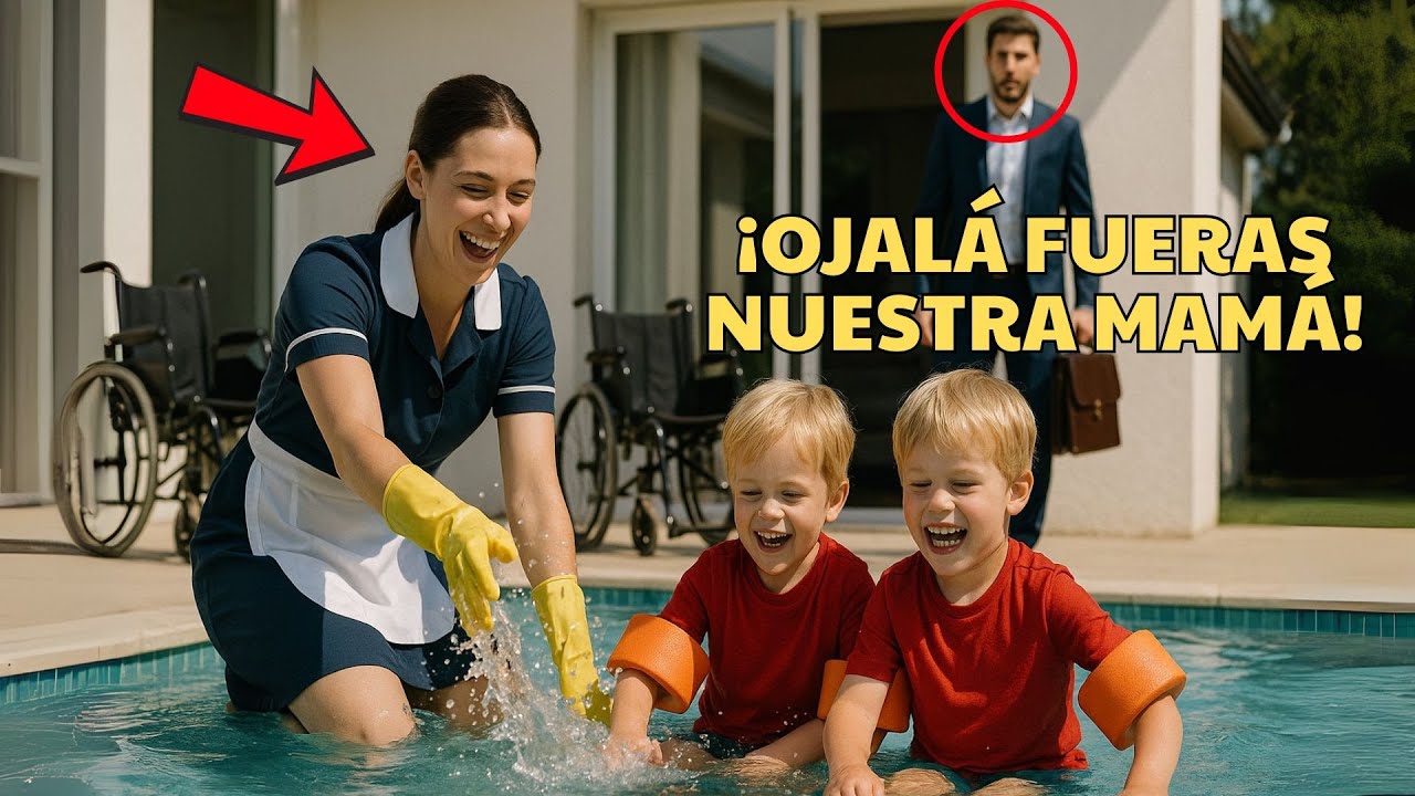 Gemelos del millonario nunca rieron — lo que hizo la criada en la piscina lo dejó sin palabras