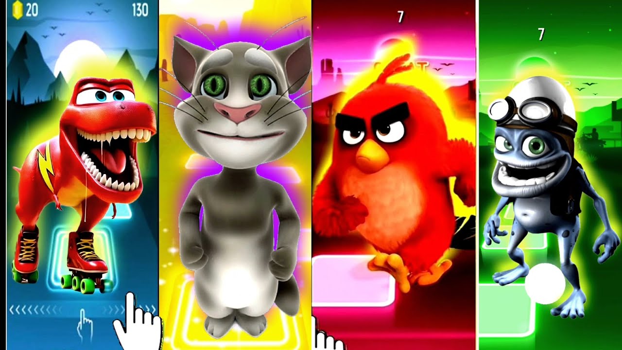 McQueen Dinosaur 🦕 🆚️My Talking Tom 🆚️Angry Birds 🆚️ Grazy Frog 🔴 Top tiles Hop edm rush!