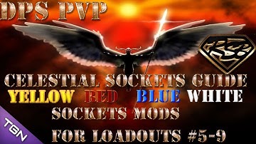 DCUO: Сelestial Dps PvP Mods Guide for loadouts #5, #6, #7, #8, #9  - RedYellowBlueWhite Sockets