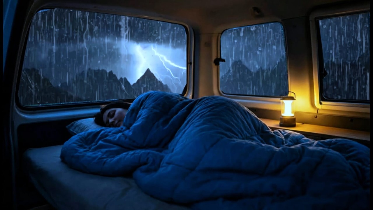 Deep Sleep Instantly with Heavy Rain & Thunder 🌧️⚡ Rainforest Car Roof Relaxing Sounds