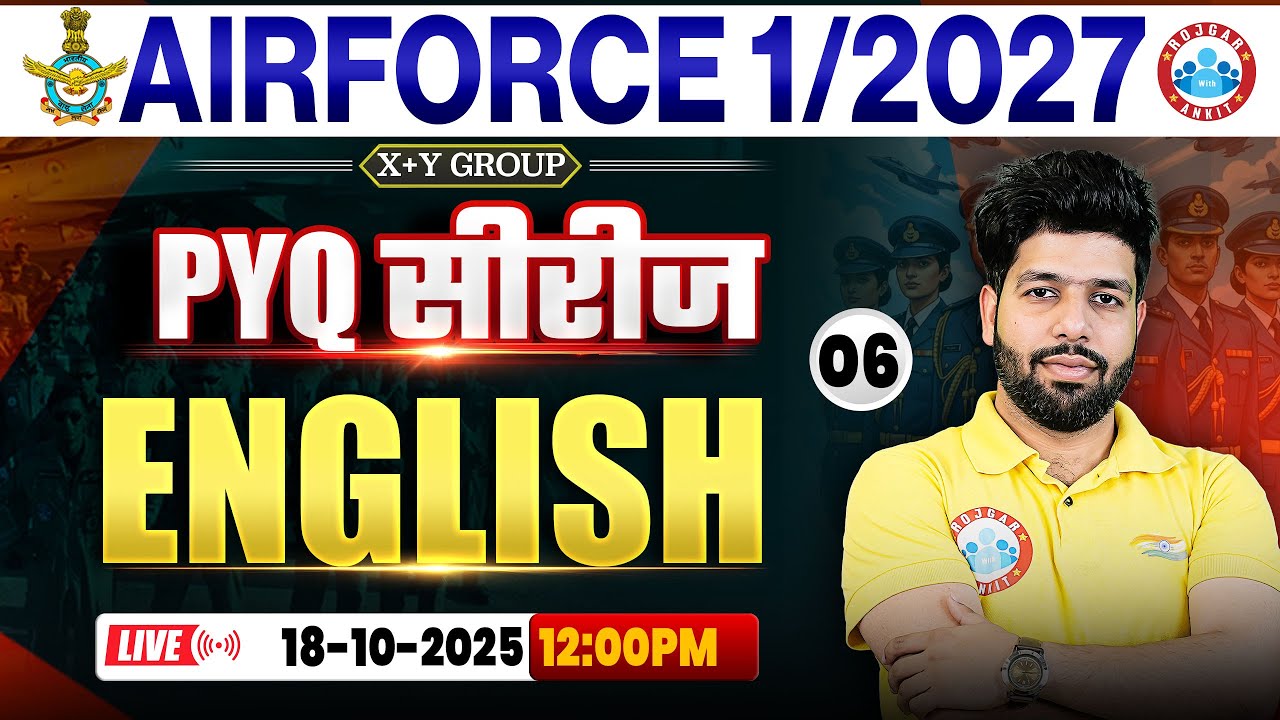 Airforce 01 2027 XY Group English Classes | Airforce English PYQ's | English For Airforc By Anuj Sir