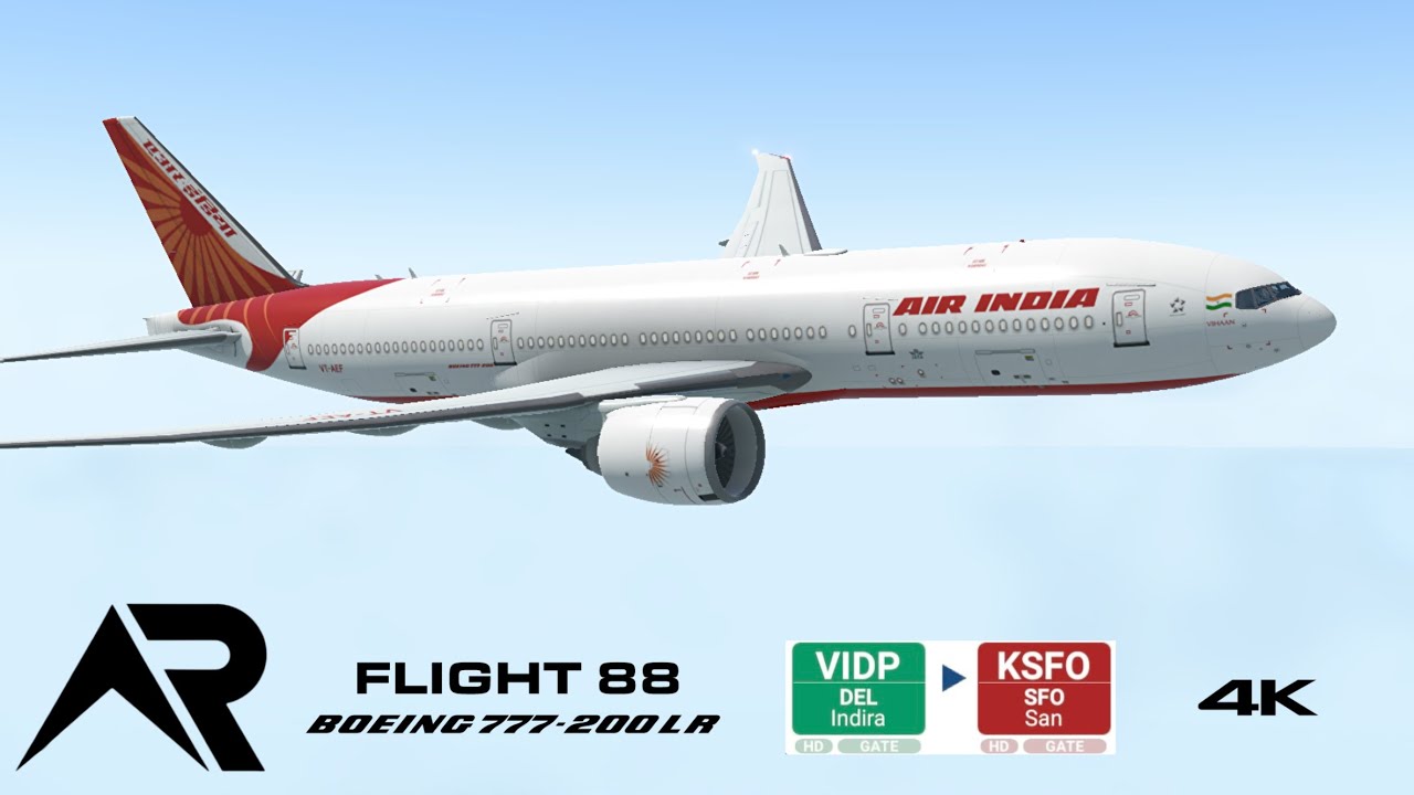 Air India Boeing 777-200LR VIDP-KSFO | RFS Real Flight Simulator Flight #88 - IN 4K