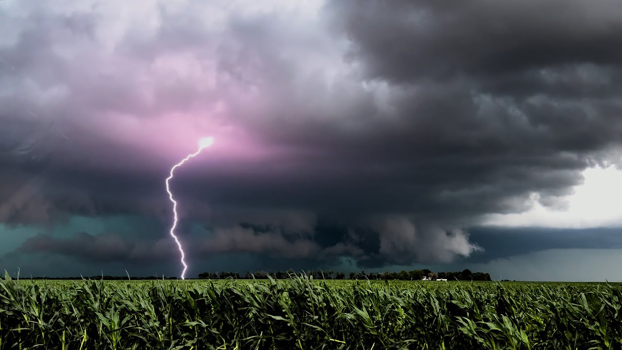 Close Lightning Strike Barrage in an Open Field
