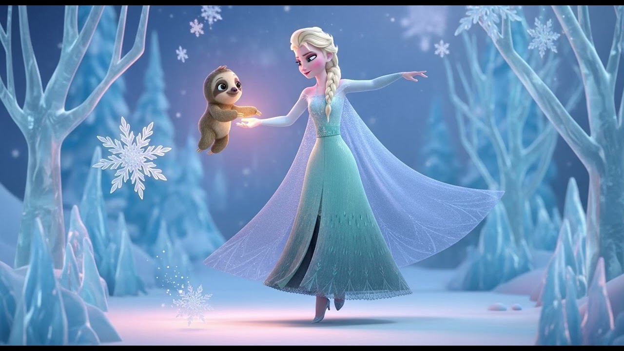 Tiny Dancers: Elsa and Baby Sloth’s Slow-Mo Fun